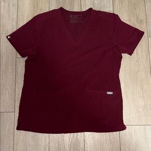 Figs burgundy scrub top